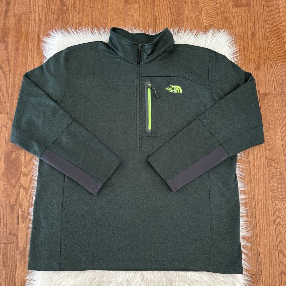 The North Face Sweatshirt Men’s XXL Green Fleece Lined 1/2 Zip Pullover Outdoor